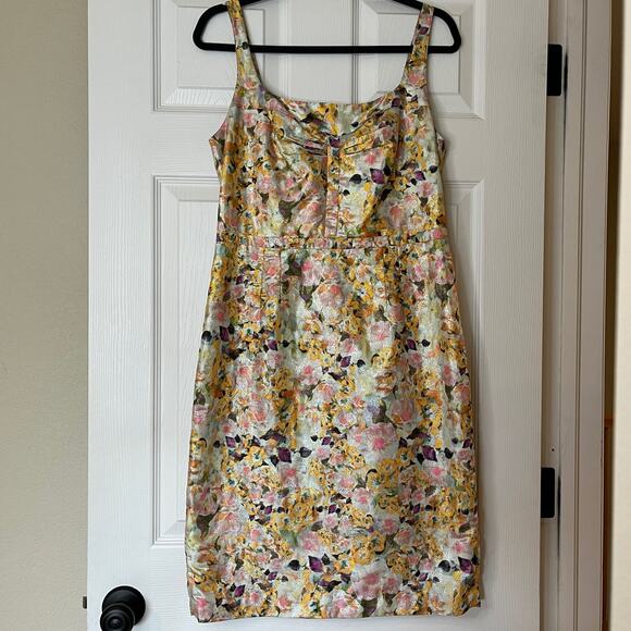 leifsdottir Dresses & Skirts - Leifsdottir Anthropologie Aurelian Brocade Floral Shimmer Sheath Dress Size 10
